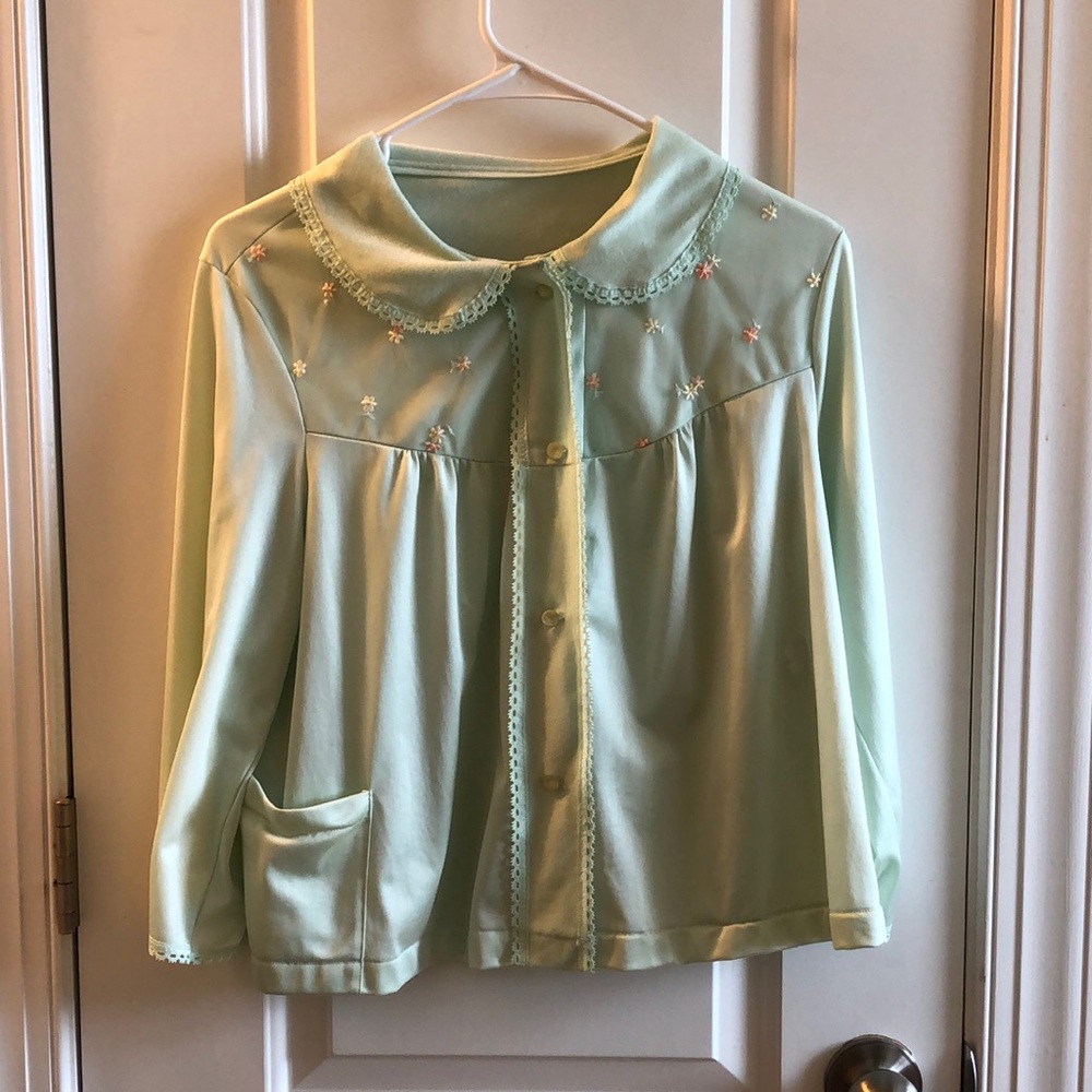 Teal Flower Pajama Top